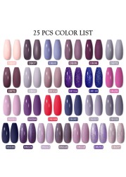 Mtssii 25/60pcs Color Gel Nail Polish Set Glitter Sequins Gel Soak Off UV Gel Semi Permanent Base and Top Coat Nail Art Gel Kits