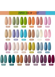 Mtssii 25/60pcs Color Gel Nail Polish Set Glitter Sequins Gel Soak Off UV Gel Semi Permanent Base and Top Coat Nail Art Gel Kits