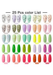 Mtssii 25/60pcs Color Gel Nail Polish Set Glitter Sequins Gel Soak Off UV Gel Semi Permanent Base and Top Coat Nail Art Gel Kits