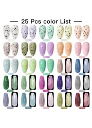 Mtssii 25/60pcs Color Gel Nail Polish Set Glitter Sequins Gel Soak Off UV Gel Semi Permanent Base and Top Coat Nail Art Gel Kits