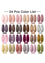 Mtssii 25/60pcs Color Gel Nail Polish Set Glitter Sequins Gel Soak Off UV Gel Semi Permanent Base and Top Coat Nail Art Gel Kits