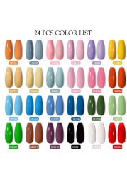 Mtssii 25/60pcs Color Gel Nail Polish Set Glitter Sequins Gel Soak Off UV Gel Semi Permanent Base and Top Coat Nail Art Gel Kits