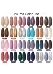 Mtssii 25/60pcs Color Gel Nail Polish Set Glitter Sequins Gel Soak Off UV Gel Semi Permanent Base and Top Coat Nail Art Gel Kits