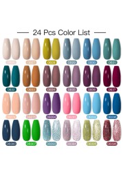 Mtssii 25/60pcs Color Gel Nail Polish Set Glitter Sequins Gel Soak Off UV Gel Semi Permanent Base and Top Coat Nail Art Gel Kits