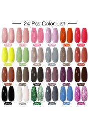 Mtssii 25/60pcs Color Gel Nail Polish Set Glitter Sequins Gel Soak Off UV Gel Semi Permanent Base and Top Coat Nail Art Gel Kits