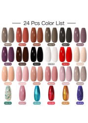 Mtssii 25/60pcs Color Gel Nail Polish Set Glitter Sequins Gel Soak Off UV Gel Semi Permanent Base and Top Coat Nail Art Gel Kits