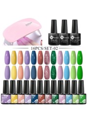 Mtssii 25/60pcs Color Gel Nail Polish Set Glitter Sequins Gel Soak Off UV Gel Semi Permanent Base and Top Coat Nail Art Gel Kits