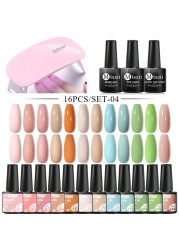 Mtssii 25/60pcs Color Gel Nail Polish Set Glitter Sequins Gel Soak Off UV Gel Semi Permanent Base and Top Coat Nail Art Gel Kits