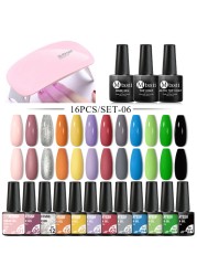 Mtssii 25/60pcs Color Gel Nail Polish Set Glitter Sequins Gel Soak Off UV Gel Semi Permanent Base and Top Coat Nail Art Gel Kits