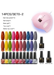 Mtssii 25/60pcs Color Gel Nail Polish Set Glitter Sequins Gel Soak Off UV Gel Semi Permanent Base and Top Coat Nail Art Gel Kits