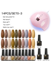 Mtssii 25/60pcs Color Gel Nail Polish Set Glitter Sequins Gel Soak Off UV Gel Semi Permanent Base and Top Coat Nail Art Gel Kits