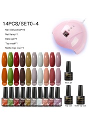 Mtssii 25/60pcs Color Gel Nail Polish Set Glitter Sequins Gel Soak Off UV Gel Semi Permanent Base and Top Coat Nail Art Gel Kits