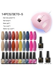 Mtssii 25/60pcs Color Gel Nail Polish Set Glitter Sequins Gel Soak Off UV Gel Semi Permanent Base and Top Coat Nail Art Gel Kits