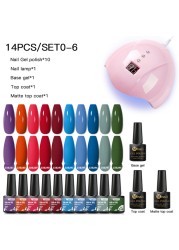 Mtssii 25/60pcs Color Gel Nail Polish Set Glitter Sequins Gel Soak Off UV Gel Semi Permanent Base and Top Coat Nail Art Gel Kits