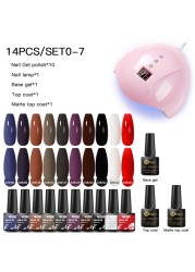 Mtssii 25/60pcs Color Gel Nail Polish Set Glitter Sequins Gel Soak Off UV Gel Semi Permanent Base and Top Coat Nail Art Gel Kits