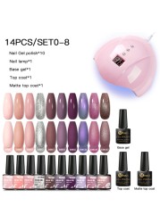 Mtssii 25/60pcs Color Gel Nail Polish Set Glitter Sequins Gel Soak Off UV Gel Semi Permanent Base and Top Coat Nail Art Gel Kits