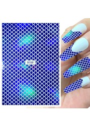 1 Sheet Nail Art Holographic Fish Scales Shaped Sticker Self Adhesive 12 Colors Nail Foil Decals Manicure Adhesive Laser Decals