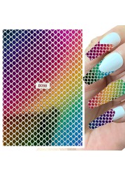 1 Sheet Nail Art Holographic Fish Scales Shaped Sticker Self Adhesive 12 Colors Nail Foil Decals Manicure Adhesive Laser Decals