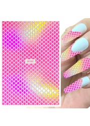 1 Sheet Nail Art Holographic Fish Scales Shaped Sticker Self Adhesive 12 Colors Nail Foil Decals Manicure Adhesive Laser Decals