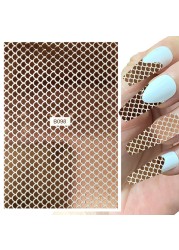 1 Sheet Nail Art Holographic Fish Scales Shaped Sticker Self Adhesive 12 Colors Nail Foil Decals Manicure Adhesive Laser Decals