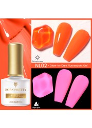 Born Pretty Pink Color Luminous Gel Nail Polish Glow In The Dark Neon Fluorescent Soak Off UV LED Top Coat Semi Permanent Varnish