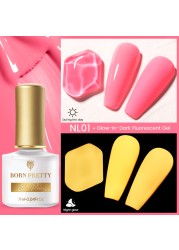 Born Pretty Pink Color Luminous Gel Nail Polish Glow In The Dark Neon Fluorescent Soak Off UV LED Top Coat Semi Permanent Varnish