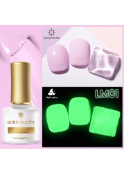 Born Pretty Pink Color Luminous Gel Nail Polish Glow In The Dark Neon Fluorescent Soak Off UV LED Top Coat Semi Permanent Varnish