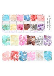 1 Box Irregular Nails Part Abalone Shell Slice DIY Natural Texture Sea Shell Part Mica Stone 3D Ornament Manicure Decoration New