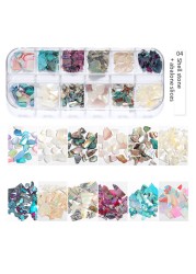 1 Box Irregular Nails Part Abalone Shell Slice DIY Natural Texture Sea Shell Part Mica Stone 3D Ornament Manicure Decoration New