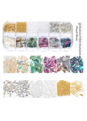 1 Box Irregular Nails Part Abalone Shell Slice DIY Natural Texture Sea Shell Part Mica Stone 3D Ornament Manicure Decoration New