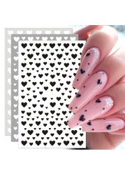 3pcs 3D Nail Stickers Nail Design Black Heart Self-adhesive Slider Letter Nail Art Decorations Stars Decals Manicure Accessories