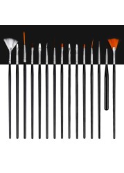 15pcs/set Nail Art Brush Manicure Gel Brush Dotting Painting Design Nail Brushes Liquid Powder Carving Brush Manicure Decoration