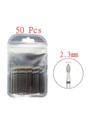 50pcs/set Nail Drill Bit Set Cutter Dental Diamond Grinding Polish Burs Dental Lab Polisher 2.35mm Shank Nail Tools