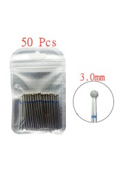 50pcs/set Nail Drill Bit Set Cutter Dental Diamond Grinding Polish Burs Dental Lab Polisher 2.35mm Shank Nail Tools