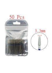 50pcs/set Nail Drill Bit Set Cutter Dental Diamond Grinding Polish Burs Dental Lab Polisher 2.35mm Shank Nail Tools