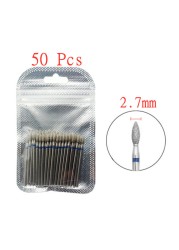 50pcs/set Nail Drill Bit Set Cutter Dental Diamond Grinding Polish Burs Dental Lab Polisher 2.35mm Shank Nail Tools