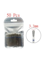 50pcs/set Nail Drill Bit Set Cutter Dental Diamond Grinding Polish Burs Dental Lab Polisher 2.35mm Shank Nail Tools