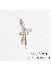 Japanese new style nail art, zircon jewelry, big diamond cross, love all-match real gold color nail art decorations tools