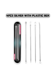 4pcs Stainless Steel Acne Removal Needles Pimple Blackhead Remover Tools Spatula Facial Skin Care Tools Needles Facial Pore Cleaner