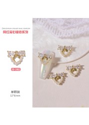 3pcs nail art love zircon color preserved super flash three-dimensional diamond smiley nail accessories love necklace