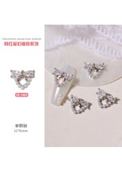 3pcs nail art love zircon color preserved super flash three-dimensional diamond smiley nail accessories love necklace