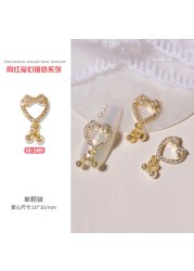 3pcs nail art love zircon color preserved super flash three-dimensional diamond smiley nail accessories love necklace