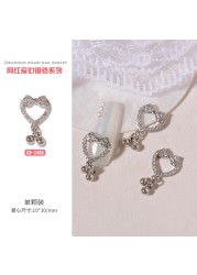 3pcs nail art love zircon color preserved super flash three-dimensional diamond smiley nail accessories love necklace