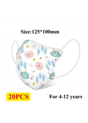 50pcs Children Masks Kn95 N95 Respirator Mascarillas Dust Reusable 4 Layers Animal Print 3D Cartoon Children Girls Boys CE KN95 Mask