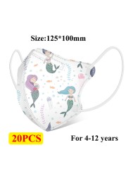 50pcs Children Masks Kn95 N95 Respirator Mascarillas Dust Reusable 4 Layers Animal Print 3D Cartoon Children Girls Boys CE KN95 Mask