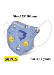 50pcs Children Masks Kn95 N95 Respirator Mascarillas Dust Reusable 4 Layers Animal Print 3D Cartoon Children Girls Boys CE KN95 Mask