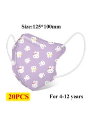 50pcs Children Masks Kn95 N95 Respirator Mascarillas Dust Reusable 4 Layers Animal Print 3D Cartoon Children Girls Boys CE KN95 Mask