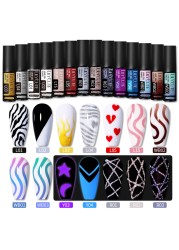 LILYCUTE 14 Colors 5ml Polish Line Gel Kit Nail Art Design UV/LED Nail Polish Drawing Polish DIY Painting Varnish Liner Gel