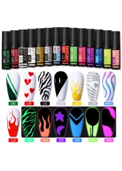 LILYCUTE 14 Colors 5ml Polish Line Gel Kit Nail Art Design UV/LED Nail Polish Drawing Polish DIY Painting Varnish Liner Gel