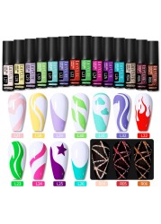 LILYCUTE 14 Colors 5ml Polish Line Gel Kit Nail Art Design UV/LED Nail Polish Drawing Polish DIY Painting Varnish Liner Gel